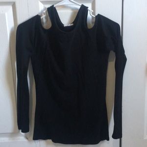 Long sleeve shoulder cut off tee